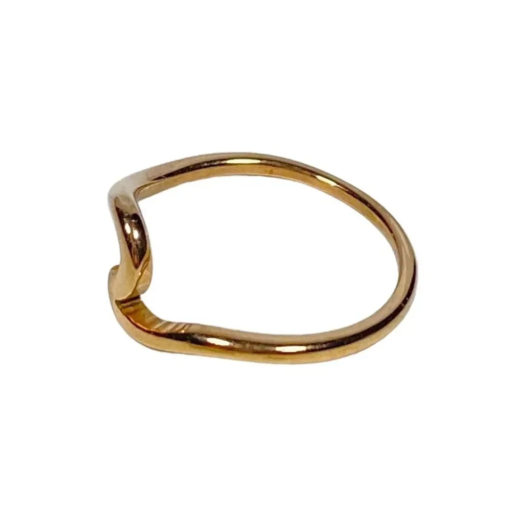 Rose Gold Tone Ring Size 7.5 Wave Shape Curved Asymmetrical Band Surfer Coastal